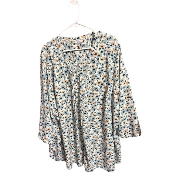 CROFT & BARROW Womens Plus 4X Floral Blouse Made In Indonesia - Picture 1 of 4